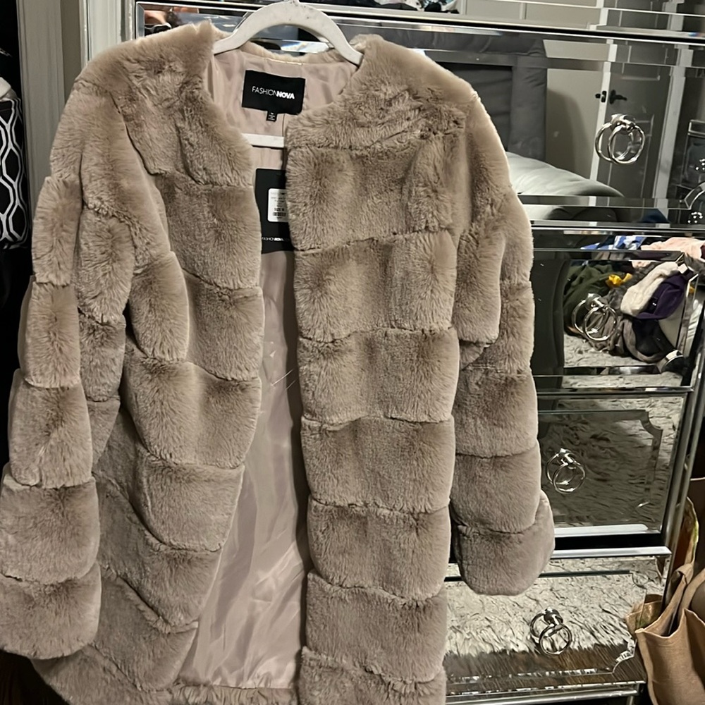 Beige Faux Fur Coat